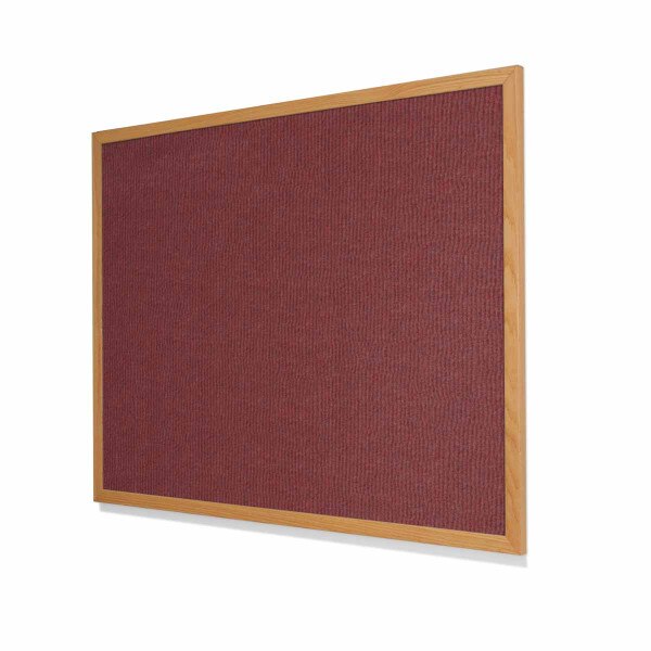 Maroon Ribbed VELCRO® Compatible Cork Board with Narrow Red Oak Frame